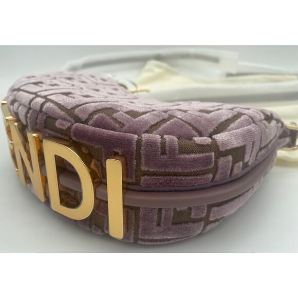 NEW FENDI FENDIGRAPHY MINI VELVET FF SHOULDER CROSSBODY BAG PURSE AUTHENTIC NWT! - Picture 10 of 16